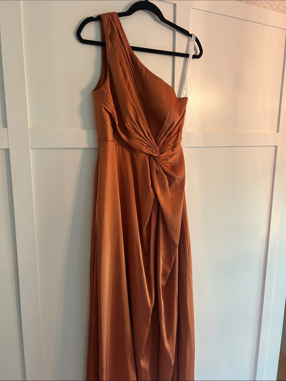 Azazie One-Shoulder Copper Evening Dress